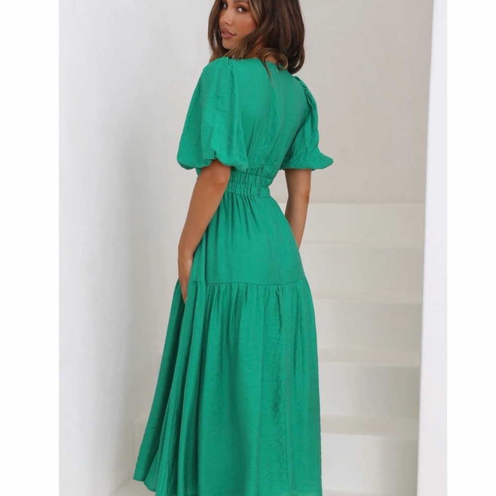 Billy J Green Puff Sleeve Flowy Midi Dress, 8 - Picture 2 of 16